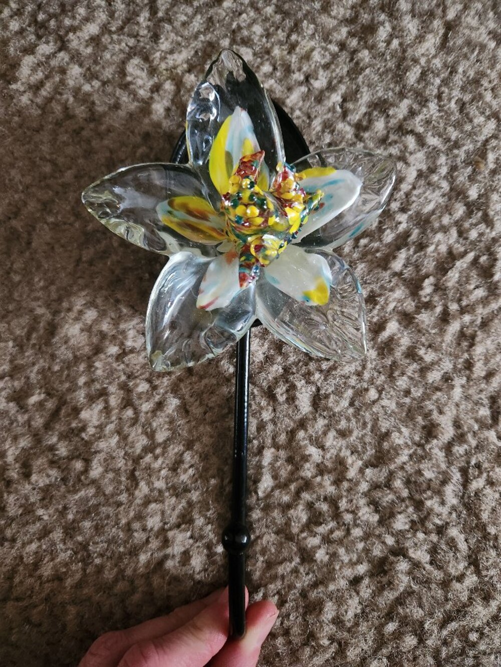 Glass flower display hook
